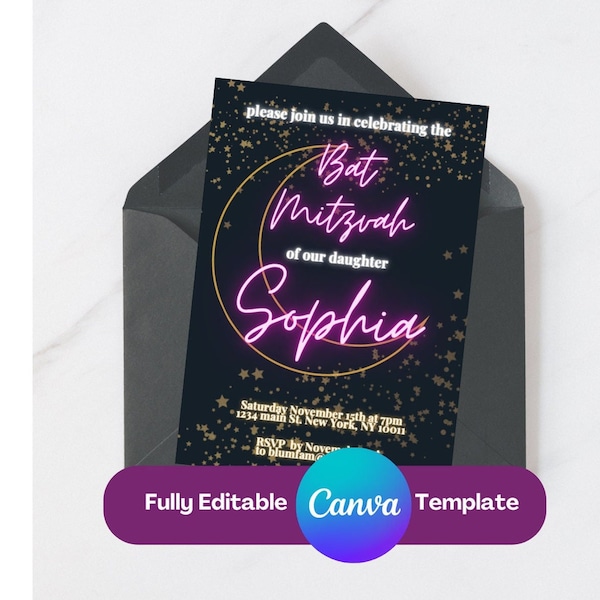 Bat Mitzvah Invitation Etsy