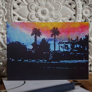 Kunstkarte / Klappkarte - Grußkarte "Hotel California" + Recycling-Briefumschlag