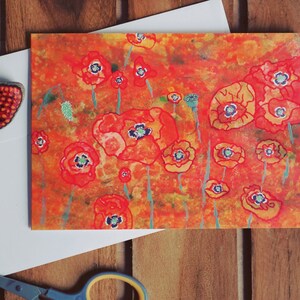 Kunstkarte / Klappkarte - Grußkarte "Poppies" + Recycling-Briefumschlag