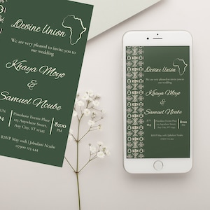 Printable African Style Invitation, African print Wedding Invitation, Afrocentric Wedding, African Wedding, Editable Template, Mud cloth