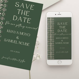 Printable African Style Invitation, African print save the date, Afrocentric Wedding, African Wedding, Editable Template, Mud cloth