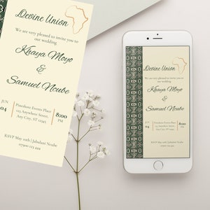 Printable African Style Invitation, African print Wedding Invitation, Afrocentric Wedding, African Wedding, Editable Template, Mud cloth