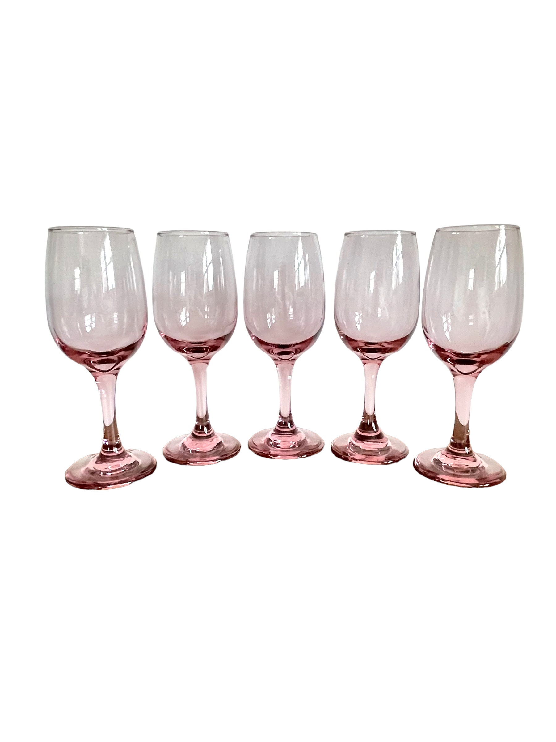 Libbey Plum/pink Wine Glasses Set of 4 11 Oz. 7 1/8 Tall Two Sets