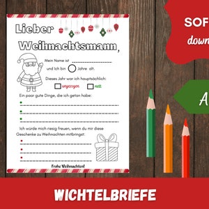 Wichtelbriefe zum Ausdrucken | DIY-Vorlage | Set Weihnachtsmann | Weihnachtswichtel | Wichtelbriefe | PDF Sofort Download