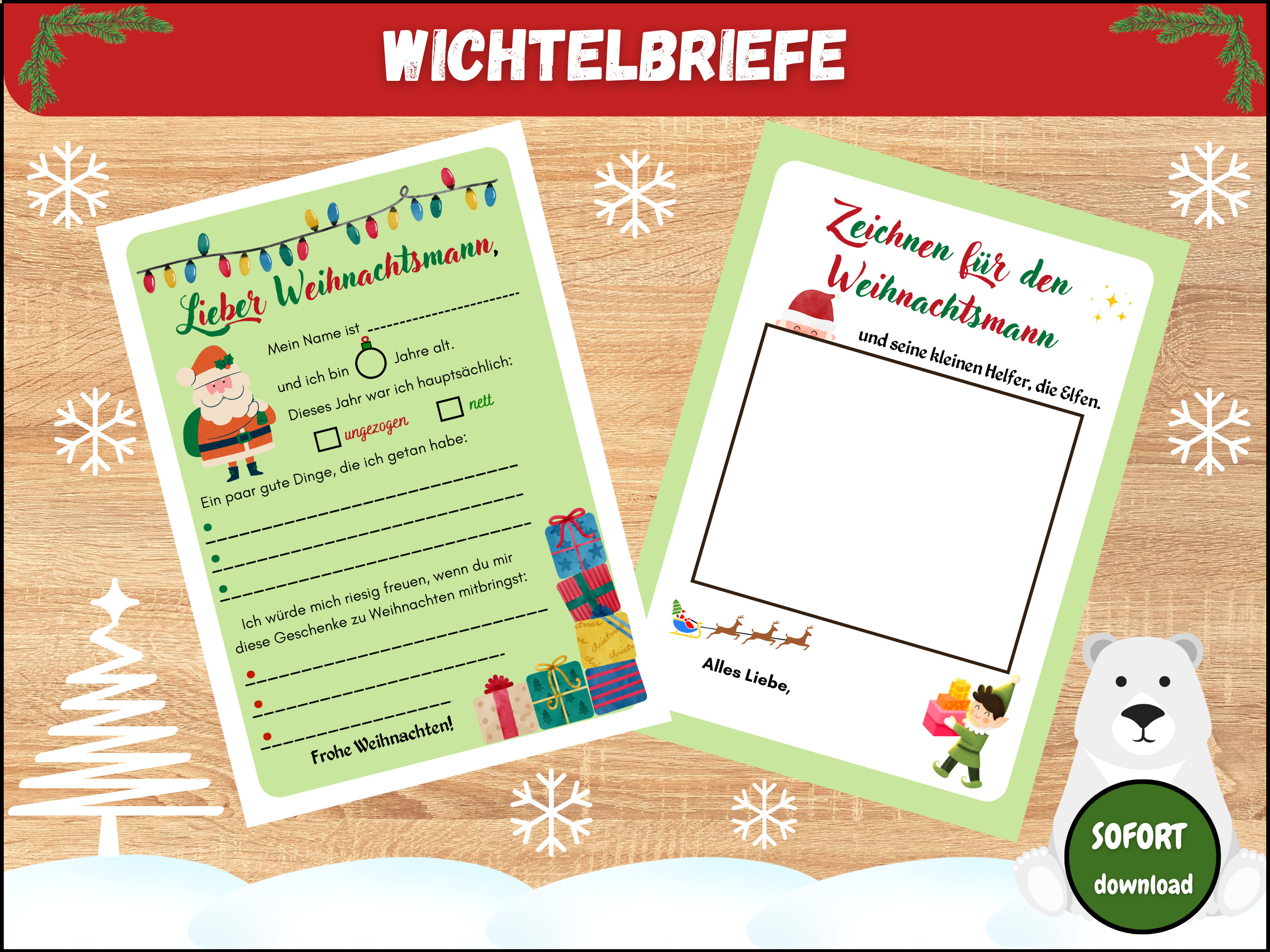 Wichtelbriefe Zum Ausdrucken Weihnachtswichtel Set Weihnachtsmann DIY