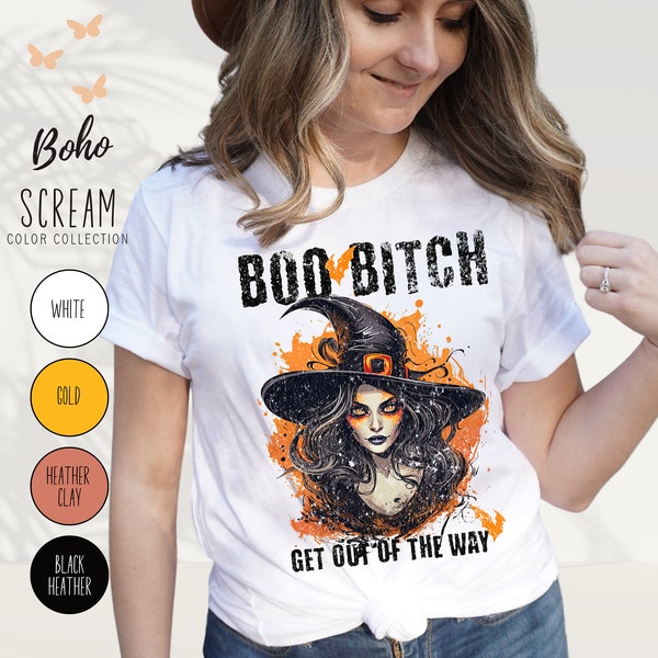 Boo Bitch TShirt, Sexy Witchy Chic Tee, Spooky Vibes for Sensual Girls, Creepy Boho Witch, Witchy Craft Top, Halloween Witch, Crewneck Shirt