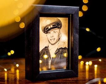 Customizable Illuminated Mirror - Engraved Mirror with your Photo - Photo Night Light