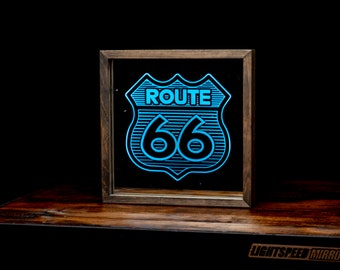 Route 66 Neon Mirror (Solid) - Hot Rod - Interstate Sign
