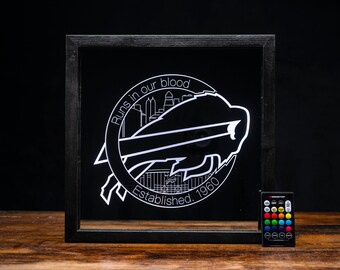 RGB- Buffalo Bills Fan Neon Mirror - city skyline - Highmark Stadium