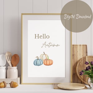 Herbst druckbare Kunst, Fröhlicher Herbst, Herbst printable, Kürbis printable, druckbare Herbstkunst, Hallo Herbst, Herbst Wandkunst, Kürbis Kunst