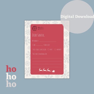 Weihnachtswunschliste, Weihnachtsliste, Weihnachten druckbar, Sofort Download, Lieber Santa Brief, Weihnachtsgeschenkliste, druckbare Wunschliste