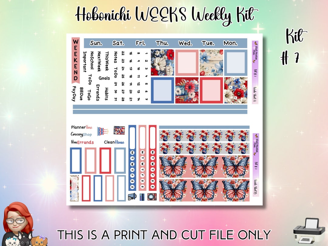 Hobonichi Weeks Weekly Printable Sticker Kit KIT 7 Hobonichi Print and ...