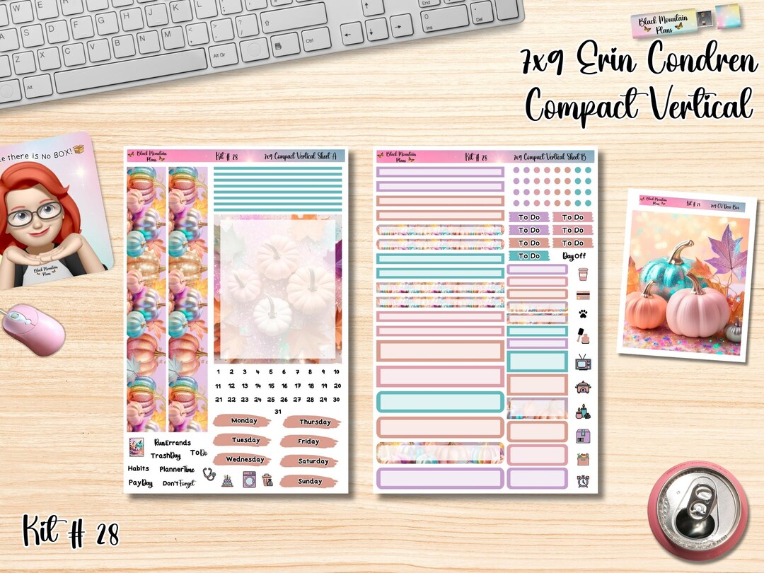 Kit 28 7x9 Erin Condren Compact Vertical Planner Sticker Kit - Etsy