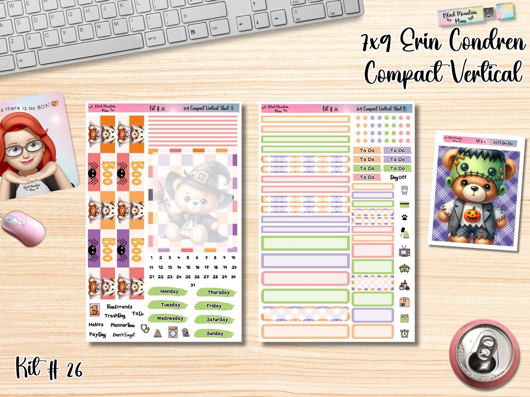 Kit 26 7x9 Erin Condren Compact Vertical Planner Sticker Kit - Etsy