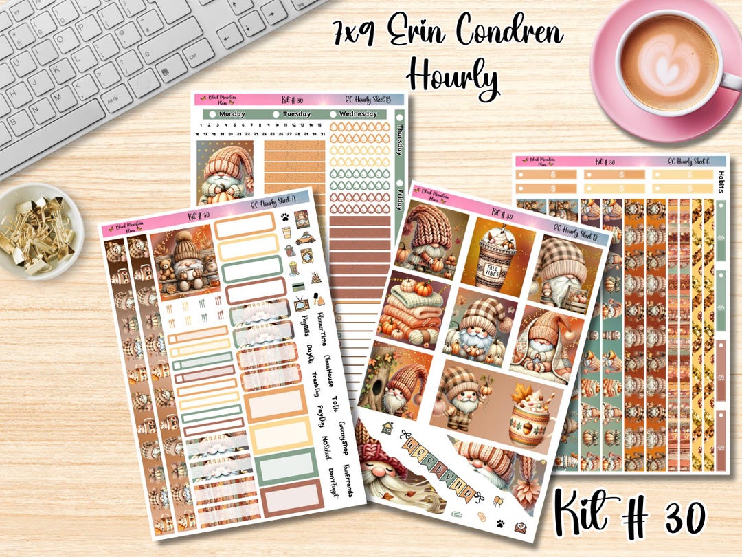 Kit 30 7x9 Erin Condren Hourly Weekly Planner Sticker Kit - Etsy