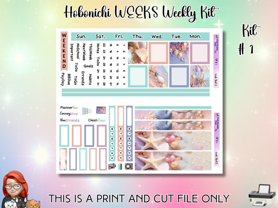Hobonichi Weeks Weekly Printable Sticker Kit KIT 1 Hobonichi Print and ...