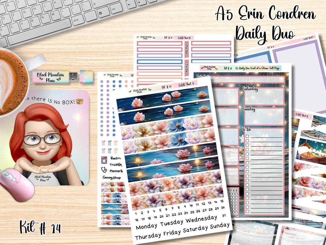 A5 Daily Duo Printable Sticker Kit KIT 14 A5 Daily Duo Erin Condren ...