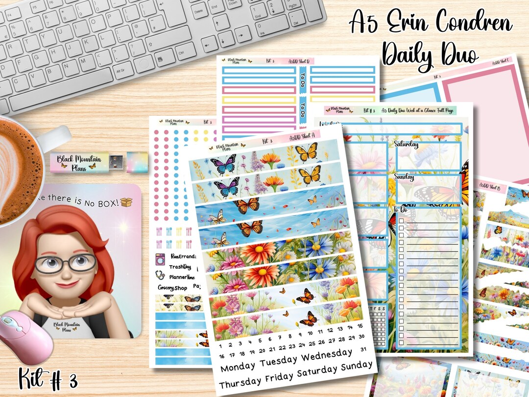 A5 Daily Duo Printable Sticker Kit KIT 3 A5 Daily Duo Erin Condren ...