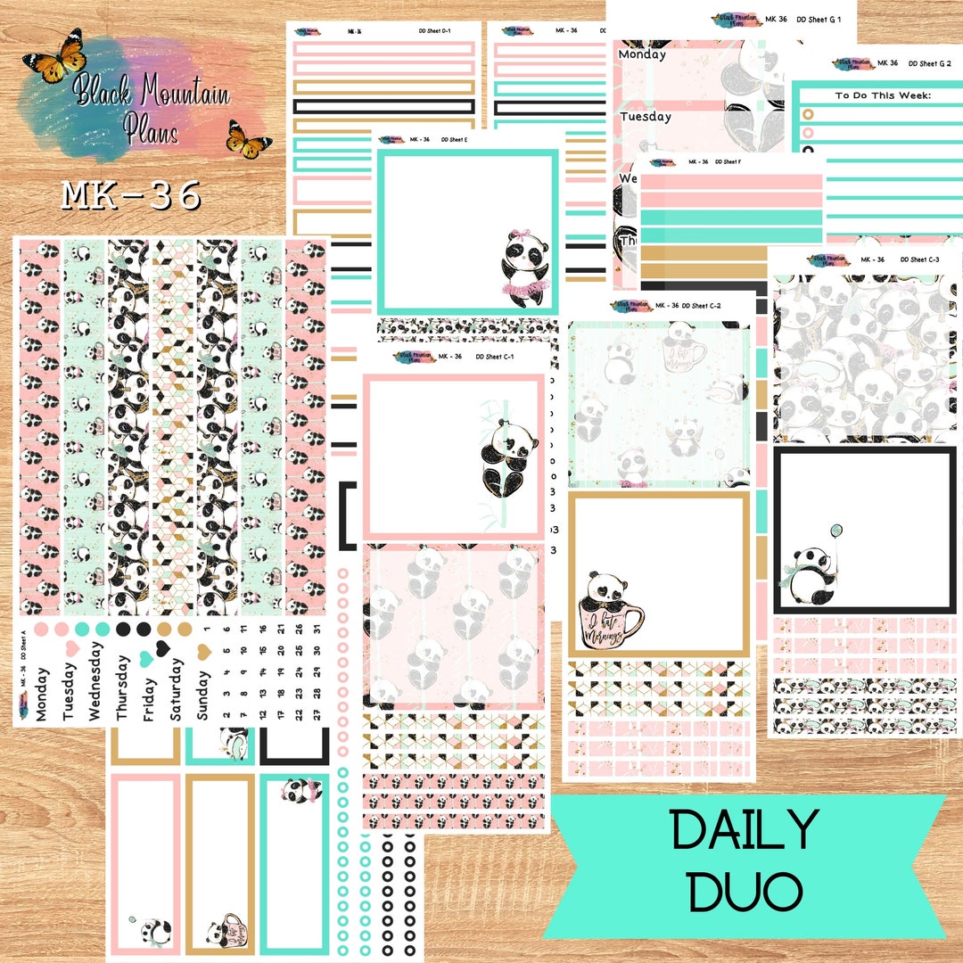 DD Kit 36 Daily Duo Playful Pandas 7 X 9 Daily Duo - Etsy