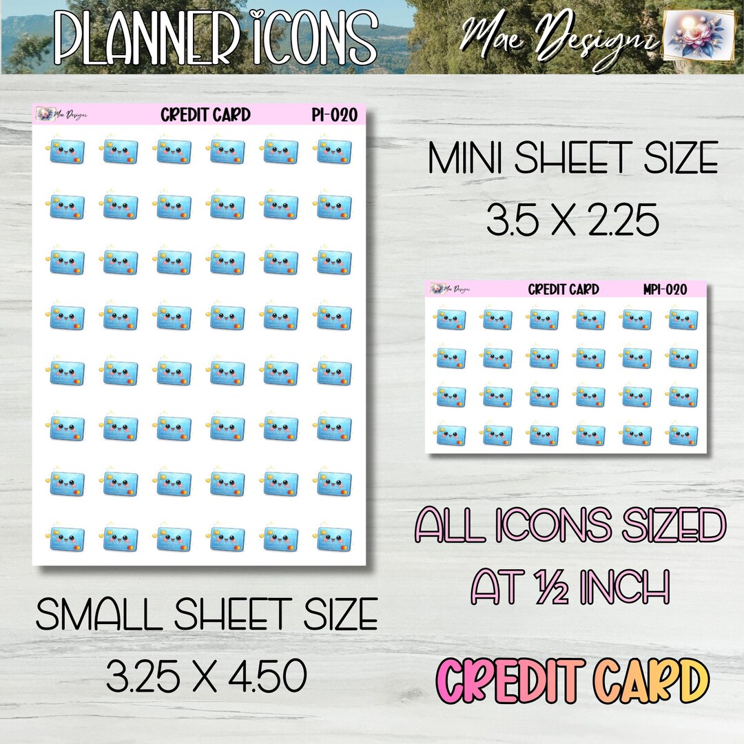 CREDIT CARD || Kawaii Planner Icon Stickers || Deco and Functional ...