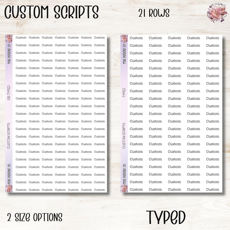 Script Lablled TYPED Font || Custom Scripts || Planner Stickers - Etsy