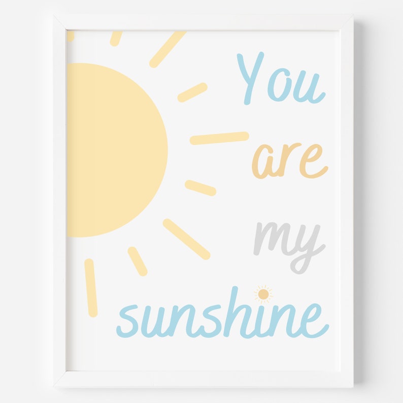 Baby Blue You Are My Sunshine Nursery Art Boho Nursery Decor - Etsy
