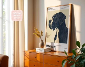 Great Dane Art Print | Minimalist Dog Portrait (Digital Download)