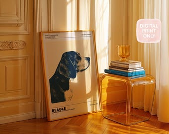 Beagle Dog Art Print | Modern Minimalist Line Drawing | The Companion Collection | Stylish Pet Wall Art for Dog Lovers |