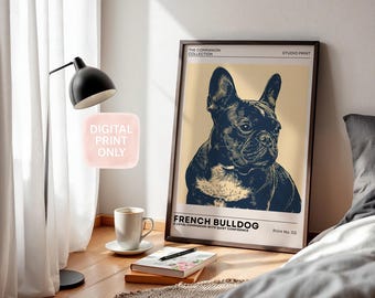 French Bulldog Wall Art Print | Minimalist Dog Illustration | The Companion Collection | Modern Pet Portrait | Frenchie Gift for Dog Lovers
