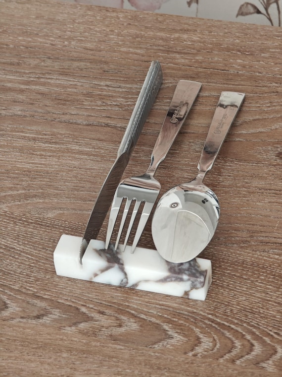 Cutlery rest set in Calacatta Viola marble (knife holder) Home gift - Gift idea