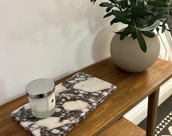 Calacatta Viola Marble Tray: Decorative Vanity Shelf, 11.8" x 7"