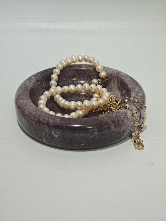 Dark Lilac marble catch-all, ring holder handmade product, POLİSHED