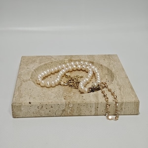 Travertine ring holder catcher handmade from real travertine