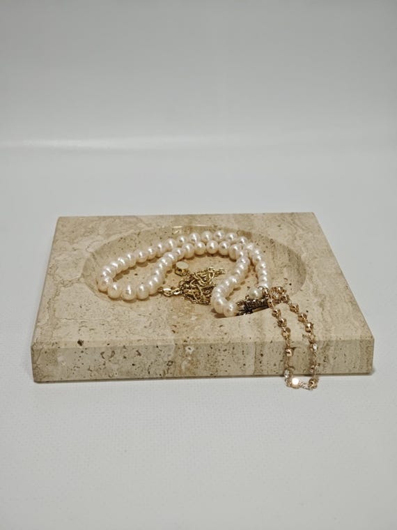 Travertine ring holder catcher handmade from real travertine