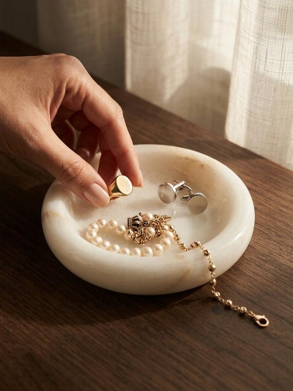 Special Marble Stone catch-all, ring holder handmade product, POLİSHED