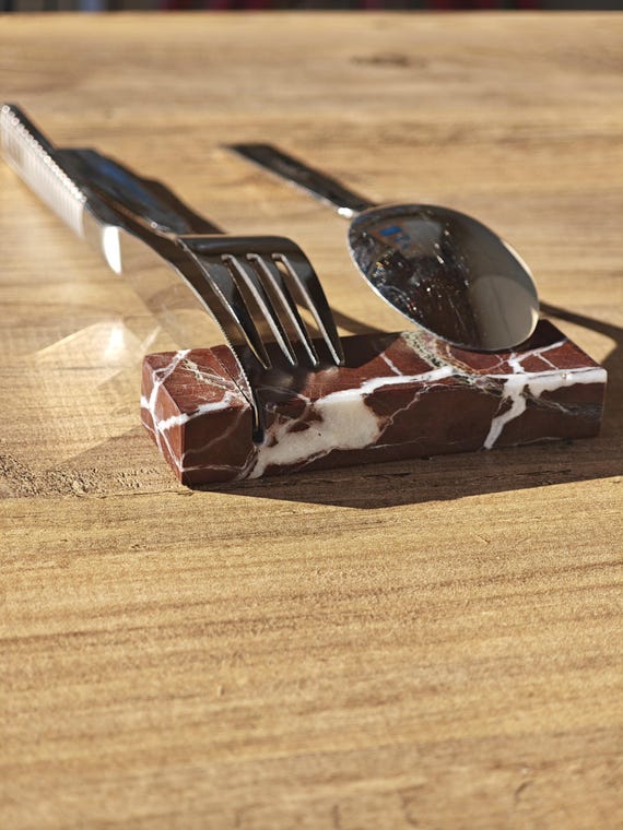Cutlery rest set in cherry marble (knife holder) Home gift - Gift idea