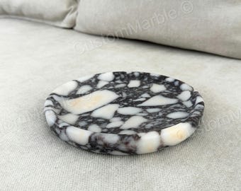Luxurious Natural Calacatta Viola Marble Tray, Jewelry Dish