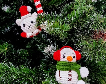 ぬいぐるみかぎ針編み雪だるまアミグルミクリスマスオーナメントツリー