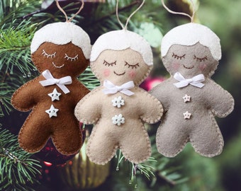 Handmade Gingerbread Christmas Ornaments, Christmas Ornaments Felt, Gingerbread Felt Ornament, Christmas Tree Decoration