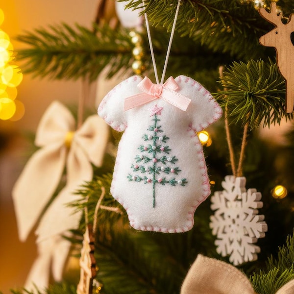 Baby's First Christmas Ornament, Personalized Felt Name Ornament, Baby's First Christmas Ornament, Custom Embroidered Baby Keepsake