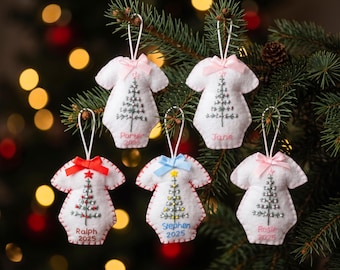Baby's First Christmas Ornament, Personalized Felt Name Ornament, Baby's First Christmas Ornament, Custom Embroidered Baby Keepsake