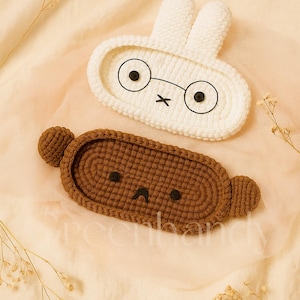 Crochet Cute Eyeglass Holder, Bear Glasses Holder, Bunny Eyeglass Tray Crochet, Crochet Glasses Holder, Cute Animal Glasses Holder