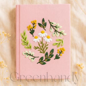 Personalized Flowers Embroidery Notebooks, Floral Handmade Notebook, Vintage Hand Embroidered Notebook, Custom Fabric Cover Notebook A5