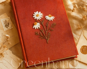 Personalized Flowers Embroidery Notebooks , Floral Handmade Notebook, Vintage Hand Embroidered Notebook, Custom Fabric Cover Notebook A5,