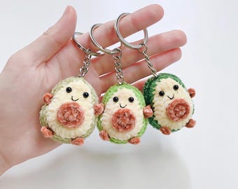 Joli porte-clés avocat au crochet, 2 achats pour 1, porte-clé avocat fait main, joli porte-clés, porte-clés au crochet, cadeau mignon