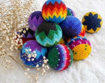 Handmade Crochet Hacky Sack, Soft Juggling Ball, Sensory Fidget Toy, Ball Hacky Sack Pack, Cotton Footbag Set, Outdoor Play Ball