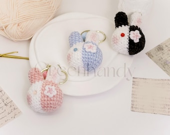 Crochet Cute Bunny Rabbit Daisy Keychain, Handmade Mini Crochet Amigurumi Rabbit With Daisy Keychain, Cute Keyring, Crochet Cat, Bag Charm