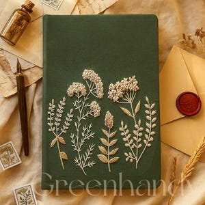 Personalized Flowers Embroidery Notebooks , Floral Handmade Notebook, Vintage Hand Embroidered Notebook, Custom Fabric Cover Notebook A5