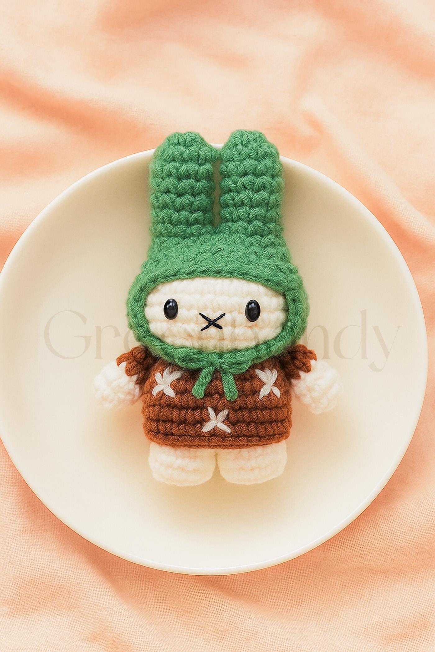 Crochet Miffy Keychain, Bunny With Hat Crochet, Handmade Mini