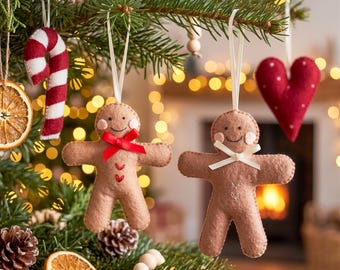 Handmade Gingerbread Christmas Ornaments, Christmas Ornaments Felt, Gingerbread Felt Ornament, Christmas Tree Decoration, Felt Gingerbread